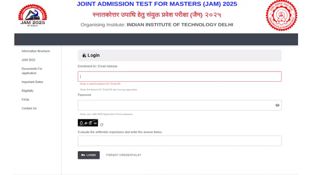 IIT Delhi JAM 2025 Exam Download Admit Card