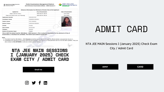 NTA JEE MAIN Sessions I (January 2025) Check Exam City / Admit Card