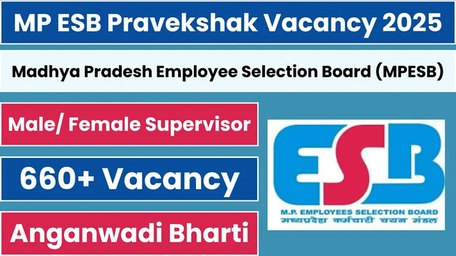 MPESB Parvekshak Sanchalnalay Mahila evam Bal vikash Recruitment Test 2024 Apply Online for 660 Posts