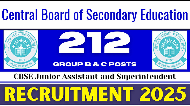 CBSE Board Superintendent and Junior Assistant Apply Online for 212 Post