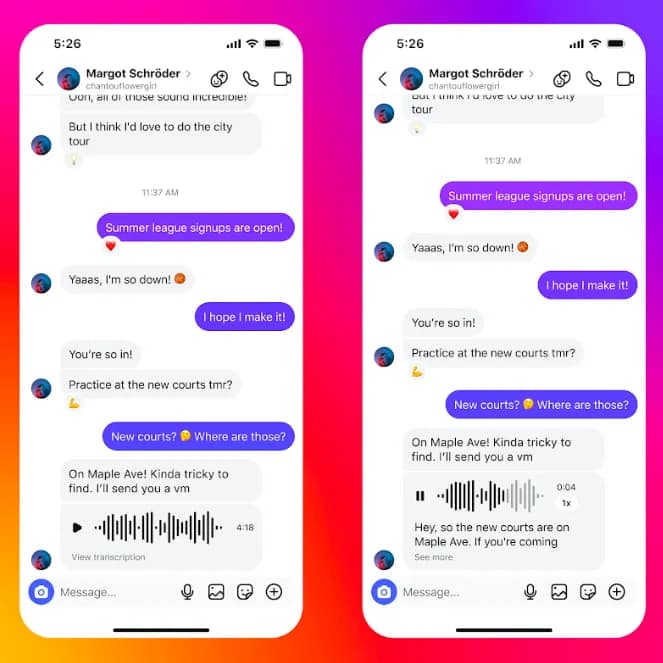 Instagram Adds New DM Options, Including Voice Clip Transcription